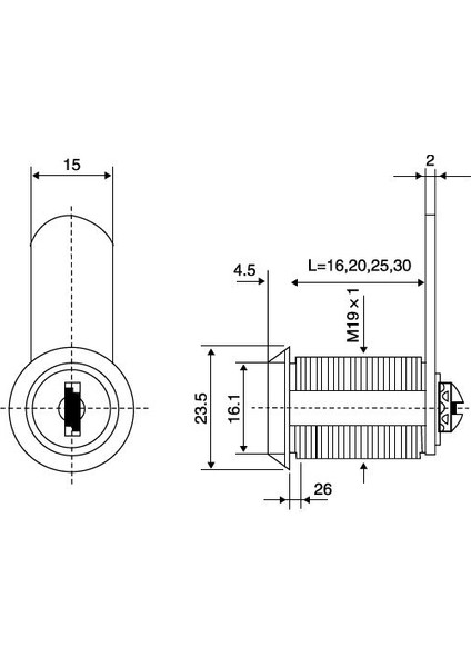 Mandallı Çekmece Kilidi  16 mm