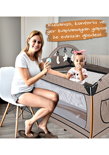 600 Nanny 70x110 Bebek Oyun Parkı Park Yatak Beşik