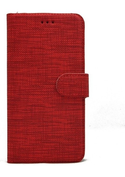 Samsung S9 Plus G965 Kılıf Spor Cüzdan Kumaş Kredi Kartı Para Bölme Standlı Kırmızı