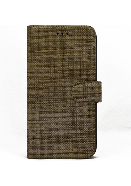 Huawei Y6 2019 MRD-LX1 Kılıf Spor Cüzdan Kumaş Kredi Kartı Para Bölmeli Standlı Gold