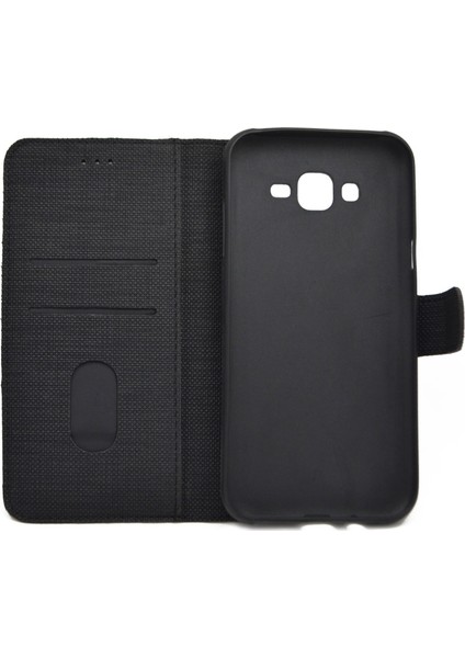 Xiaomi Redmi Note 8 Kılıf Spor Cüzdan Kumaş Kredi Kartı Para Bölmeli Standlı Siyah