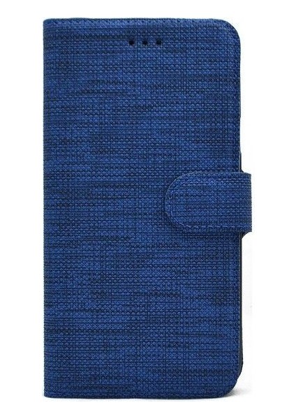 Xiaomi Redmi Note 8 Kılıf Spor Cüzdan Kumaş Kredi Kartı Para Bölmeli Standlı Mavi