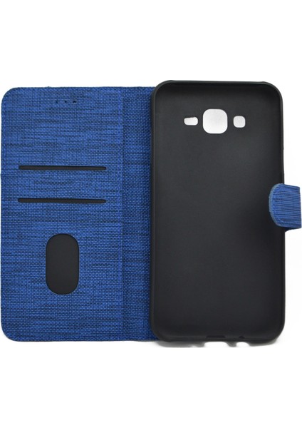 Xiaomi Redmi Note 8 Kılıf Spor Cüzdan Kumaş Kredi Kartı Para Bölmeli Standlı Mavi