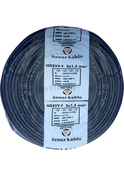 2 x 1,5 mm TTR Kablo 10 m Siyah