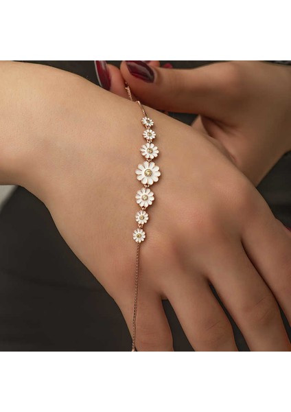 Gümüş Sıralı Papatya Bileklik modelleri