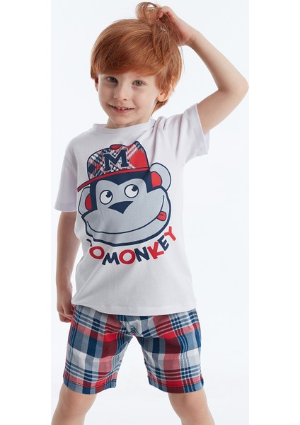 Monkey Ekose Erkek Çocuk T-shirt Şort Takım