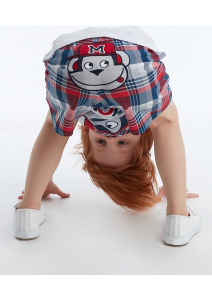 Monkey Ekose Erkek Çocuk T-shirt Şort Takım