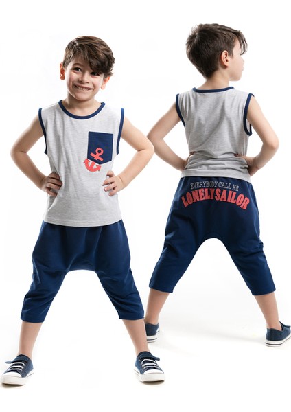 Çapalı Erkek Çocuk T-shirt Kapri Şort Takım