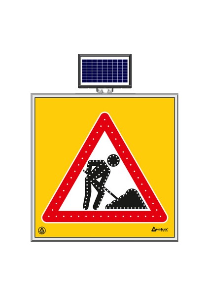 Solar Ledli Yol Bakim Levhasi 100 x 100 cm Yolda Çalişma Var