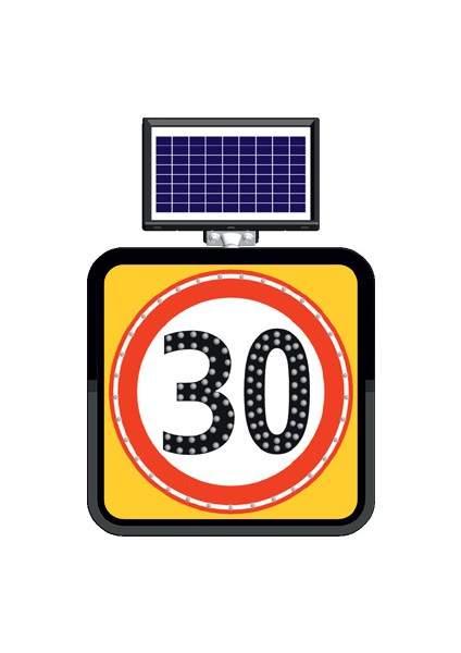 Solar Ledli Yol Bakim Levhasi 60 x 60 cm 30 Kmh