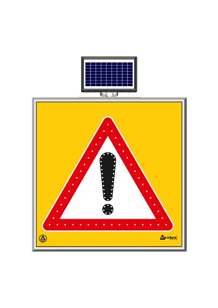 Solar Ledli Yol Bakim Levhası 100 x 100 cm Dikkat