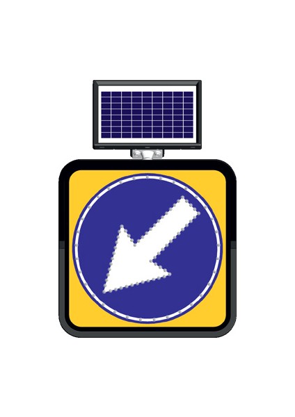 Solar Ledli Yol Bakim Levhasi 60 x 60 cm Sola Mecburi Yön