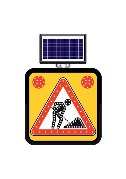 Solar Ledli Yol Bakim Levhasi 60 x 60 cm Yolda Çalişma Var
