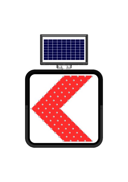 Solar Flaşörlü Ledli Trafik Levhasi 60 x 60 cm Sola Viraj