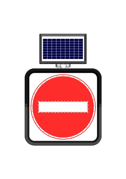 Solar Flaşörlü Ledli Trafik Levhasi 60 x 60 cm Girilmez