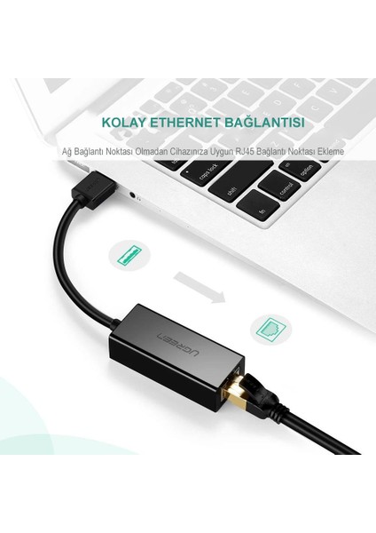 USB 3.0 PC Mac Konsol Tv Box Ethernet Adaptörü Siyah fırsatları