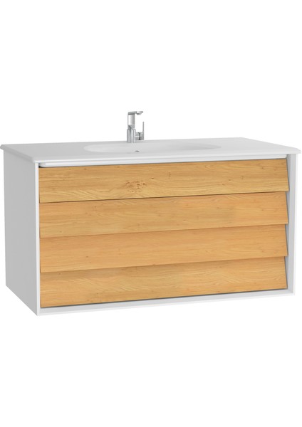 Frame 61232 Lavabo Dolabı, Çift Çekmeceli, Etajerli Lavabolu, 100 cm