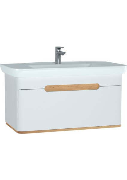 Sento 60814 Lavabo Dolabı, Tek Çekmeceli, 100 cm, Mat Beyaz