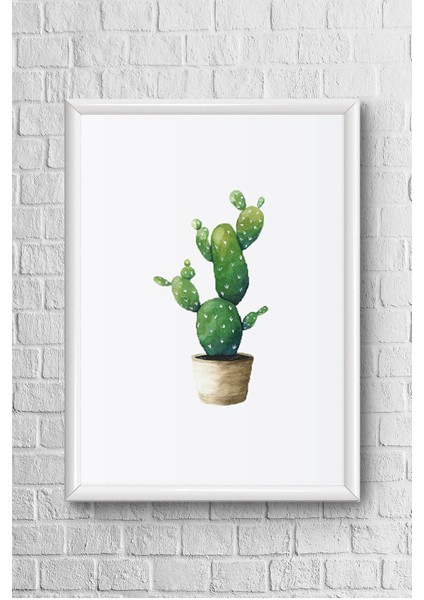 Saksı Kaktüs 2 Çerçeveli Poster Tablo 23,5 x 33,5 cm