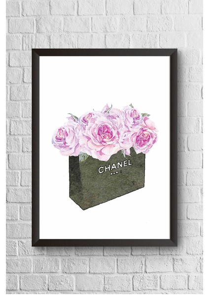 Chanel Çiçek Kutusu Çerçeveli Poster Tablo 23,5 x 33,5 cm