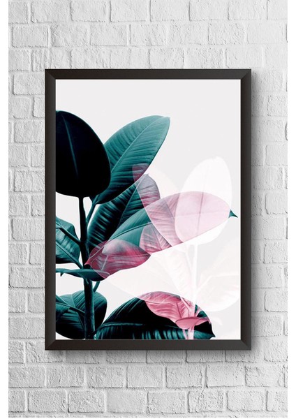 Tropikal Yaprak 4 Çerçeveli Poster Tablo 23,5 x 33,5 cm