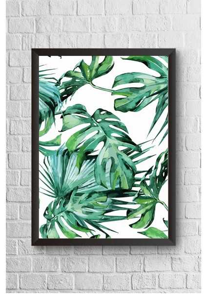 Geniş Yapraklar Çerçeveli Poster Tablo 23,5 x 33,5 cm
