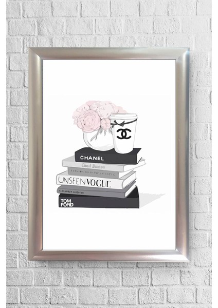 Siyah Kitaplar Chanel Çerçeveli Poster Tablo 23,5 x 33,5 cm