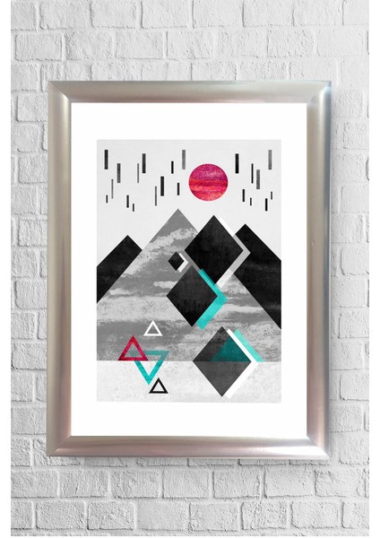 Geo Desen Dağ Çerçeveli Poster Tablo 23,5 x 33,5 cm