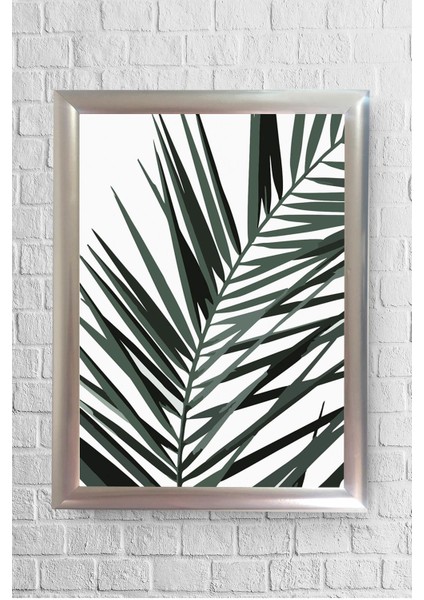 Tekli Yeşil Yaprak Çerçeveli Poster Tablo 23,5 x 33,5 cm