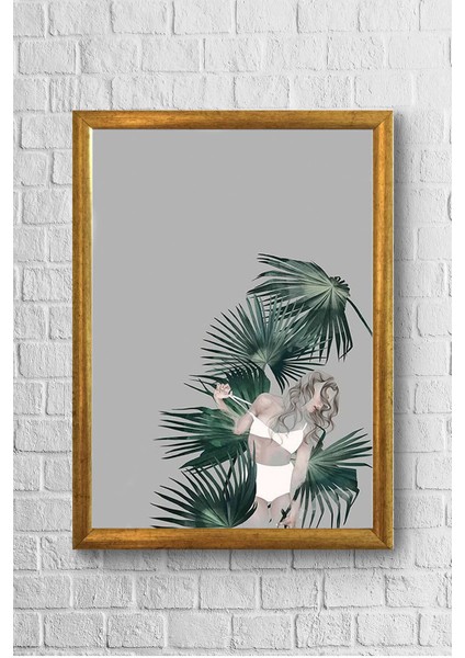 Sağa Bakan Kadın Çerçeveli Poster Tablo 23,5 x 33,5 cm