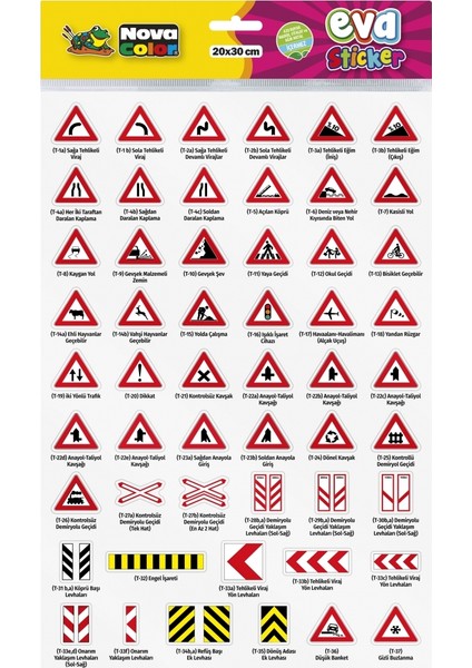 20 x 30cm Trafik Işaretleri 1 Eva Sticker