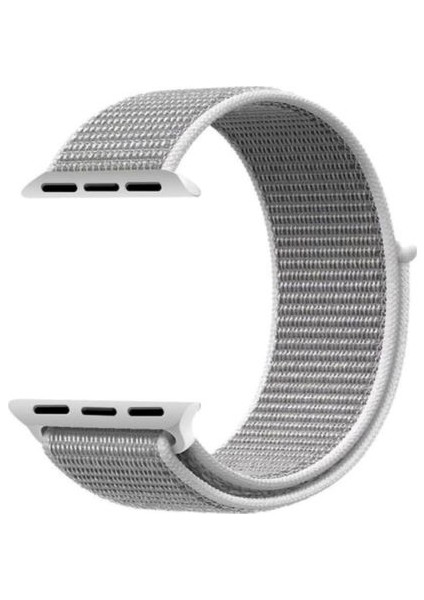 Apple Watch 1-2-3-4-5 Uyumlu 42 - 44 mm Spor Loop Kordon Gri