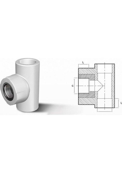 Pprc 25 mm-1/2" İç Dişli Te