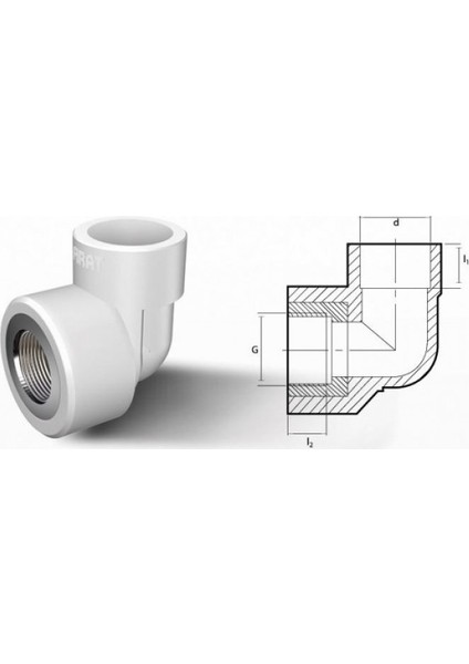 Pprc 25 mm-3/4" İç Dişli Dirsek
