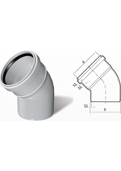 Pvc 125 x 45° Açık Dirsek fiyatları