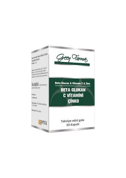 GREEN FARMA BETA GLUKAN/VİTAMİN C/ÇİNKO 60 TABLET