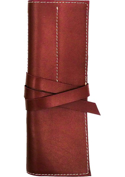 Suni Deri Rulo Kalemlik Kızıl Kahve