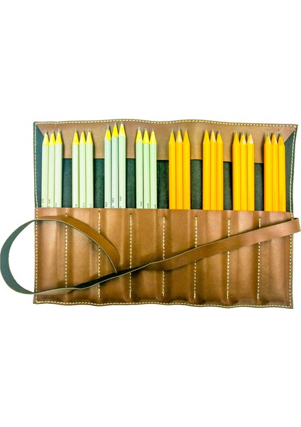 Koh-I Noor Dereceli Kalem Karakalem Eskiz Çizim Seti Deri Çantalı 24'lü