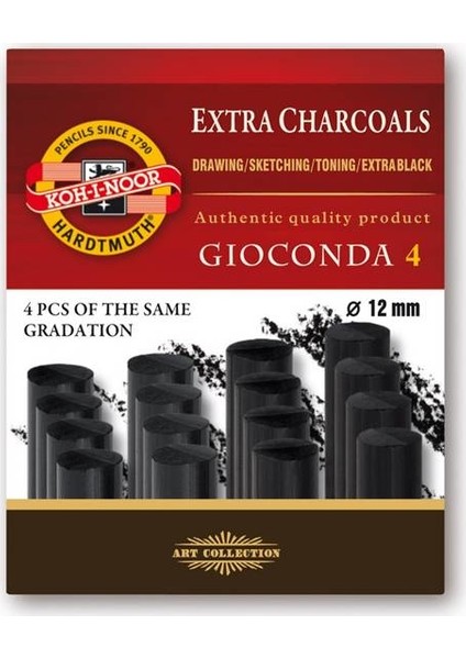 Koh-I Noor Extra Charcoal Kalın Kömür Füzen Set 4'lü