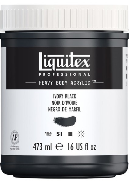 Liquite x Heavy Body Akrilik Boya 473 ml Ivory Black