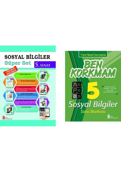 5.Sınıf Sosyal Bilgiler Set+Ben Korkmam Sosyal Bilgiler Soru Bankası