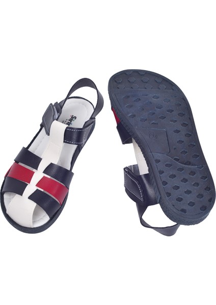 Kiko Sandalet Erkek Çocuklar İçin Lacivert Kırmızı Microfiber Tabanlı 1 Cm Topuk fırsatları