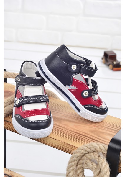 Kiko Şb 2244 49 Erkek Çocuk Bebe Ayakkabı Sandalet Siyah Kırmızı