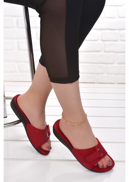 Marina 1 Günlük Anatomik Kadın Terlik Ayakkabı Kırmızı