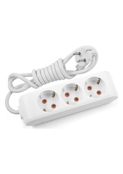 Topraklı Üçlü 2mt Kablolu Grup Priz