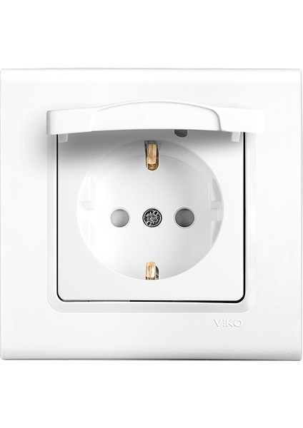 90400012 Viko Linnera Beyaz Kapaklı Topraklı Priz Çerçeve Hariç