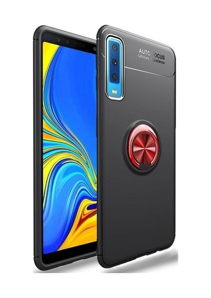 Xiaomi Mi 9 SE Kılıf Silikon Yüzüklü Standlı Metal Araç Tutuculu Ravel Tpu Siyah Kırmızı