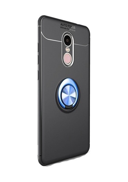 Xiaomi Mi 9T Kılıf Silikon Yüzüklü Standlı Metal Araç Tutuculu Ravel Tpu Siyah Mavi