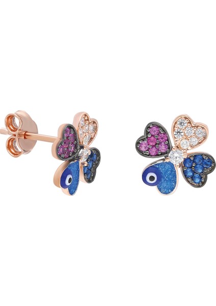Mineli Rose Yonca Mini Gümüş Küpe