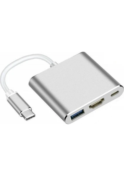 AP-10 4K Type-C HDMI Görüntü Aktarım Kablosu USB Hub 3.0